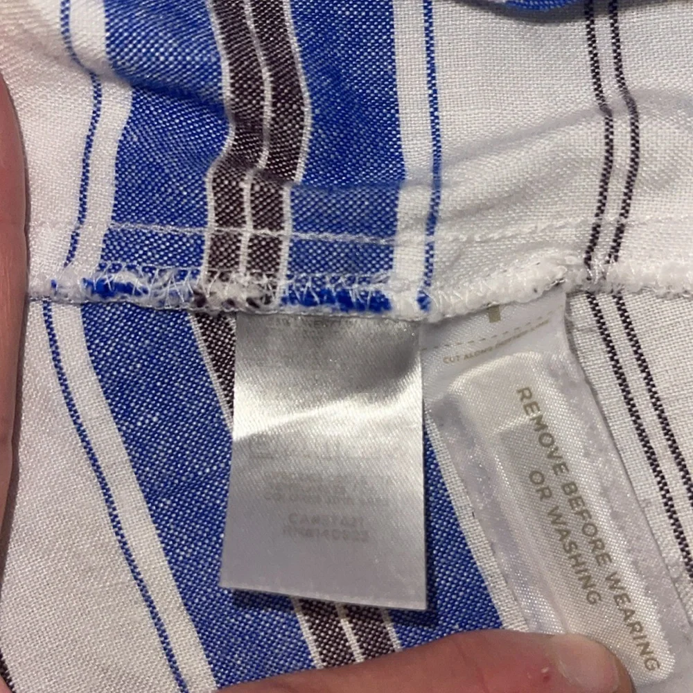 Loft Women’s Linen White/Blue Striped Sleeveless Dress size Large - Picture 5 of 7